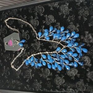 Paparazzi blue faceted beads silver tone set